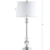 JONATHAN Y 33″ Crystal and Chrome LED Table Lamp Set of 2, Contemporary Clear Metal Lamps for Living Room Bedroom, White Linen Drum Shade, LED Bulbs Included, UL Listed JYL2056A-SET2