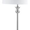 JONATHAN Y 33″ Crystal and Chrome LED Table Lamp Set of 2, Contemporary Clear Metal Lamps for Living Room Bedroom, White Linen Drum Shade, LED Bulbs Included, UL Listed JYL2056A-SET2