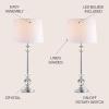 JONATHAN Y 33″ Crystal and Chrome LED Table Lamp Set of 2, Contemporary Clear Metal Lamps for Living Room Bedroom, White Linen Drum Shade, LED Bulbs Included, UL Listed JYL2056A-SET2