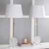JONATHAN Y 34″ Brass Gold Crystal LED Table Lamp Set of 2 for Living Room, Modern Glam Geometric Nightstand Lamps for Bedroom, White Linen Drum Shade, LED Bulbs Included JYL5029A-SET2