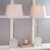 JONATHAN Y 34″ Brass Gold Crystal LED Table Lamp Set of 2 for Living Room, Modern Glam Geometric Nightstand Lamps for Bedroom, White Linen Drum Shade, LED Bulbs Included JYL5029A-SET2