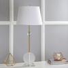 JONATHAN Y 34″ Brass Gold Crystal LED Table Lamp Set of 2 for Living Room, Modern Glam Geometric Nightstand Lamps for Bedroom, White Linen Drum Shade, LED Bulbs Included JYL5029A-SET2