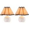 JONATHAN Y 10.5″ Ivory Rechargeable Cordless Integrated LED Table Lamps Set of 2, Classic Vintage Scalloped Linen Shade, Dimmable Touch Sensor Accent Lamps JYL7157A-SET2