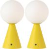 JONATHAN Y 11.75″ Yellow Macie Modern Globe Cordless Table Lamp Set of 2, Rechargeable Dimmable Integrated LED Touch Sensor Bedside Lamp, White Frosted Glass Shade JYL7159A-SET2(Yellow)