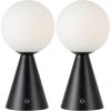 JONATHAN Y 11.75″ Yellow Macie Modern Globe Cordless Table Lamp Set of 2, Rechargeable Dimmable Integrated LED Touch Sensor Bedside Lamp, White Frosted Glass Shade JYL7159A-SET2(Black)