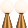 JONATHAN Y 11.75″ Yellow Macie Modern Globe Cordless Table Lamp Set of 2, Rechargeable Dimmable Integrated LED Touch Sensor Bedside Lamp, White Frosted Glass Shade JYL7159A-SET2(Antique Gold)