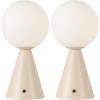 JONATHAN Y 11.75″ Yellow Macie Modern Globe Cordless Table Lamp Set of 2, Rechargeable Dimmable Integrated LED Touch Sensor Bedside Lamp, White Frosted Glass Shade JYL7159A-SET2(Almond)