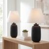 JONATHAN Y 24.5″ Matte Black Modern Ginger Jar Table Lamp Set of 2 for Bedroom, Farmhouse Scandinavian Lamps for Nightstand, White Linen Shade, LED Bulbs Included JYL5603A-SET2(Matte Black)