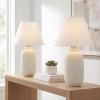 JONATHAN Y 24.5″ Matte Black Modern Ginger Jar Table Lamp Set of 2 for Bedroom, Farmhouse Scandinavian Lamps for Nightstand, White Linen Shade, LED Bulbs Included JYL5603A-SET2(Matte Cream)