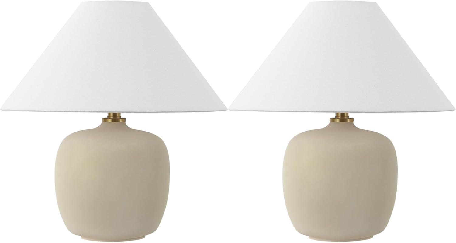 image:imageJONATHAN Y 1825 Matte Black Minimalist Table Lamps Set of 2 for Bedroom White Linen Shade Modern Scandinavian Bedside Lamps for Living Room Nightstand LED Bulbs Included JYL5600ASET2Matte Cream
