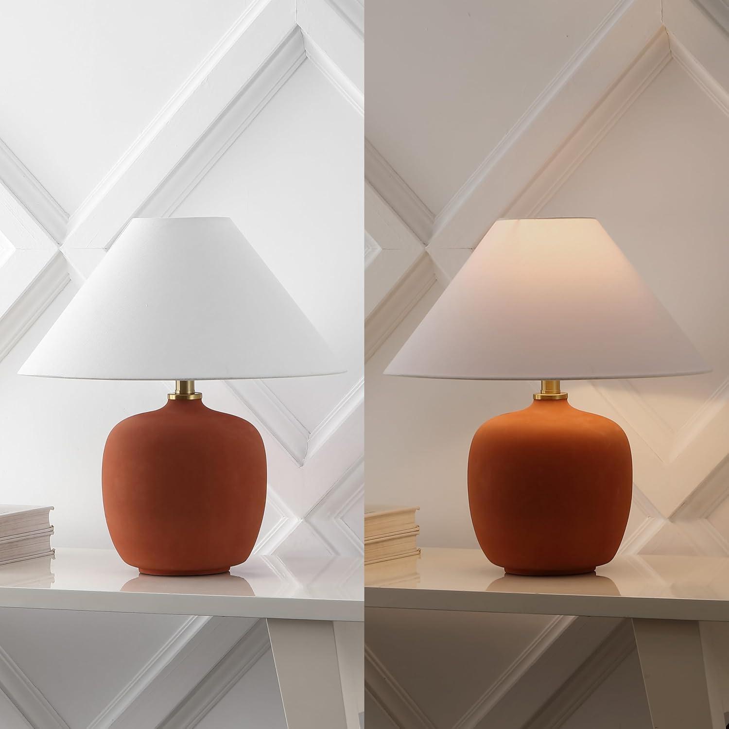 image:imageJONATHAN Y 1825 Matte Black Minimalist Table Lamps Set of 2 for Bedroom White Linen Shade Modern Scandinavian Bedside Lamps for Living Room Nightstand LED Bulbs Included JYL5600ASET2Matte Wine Red