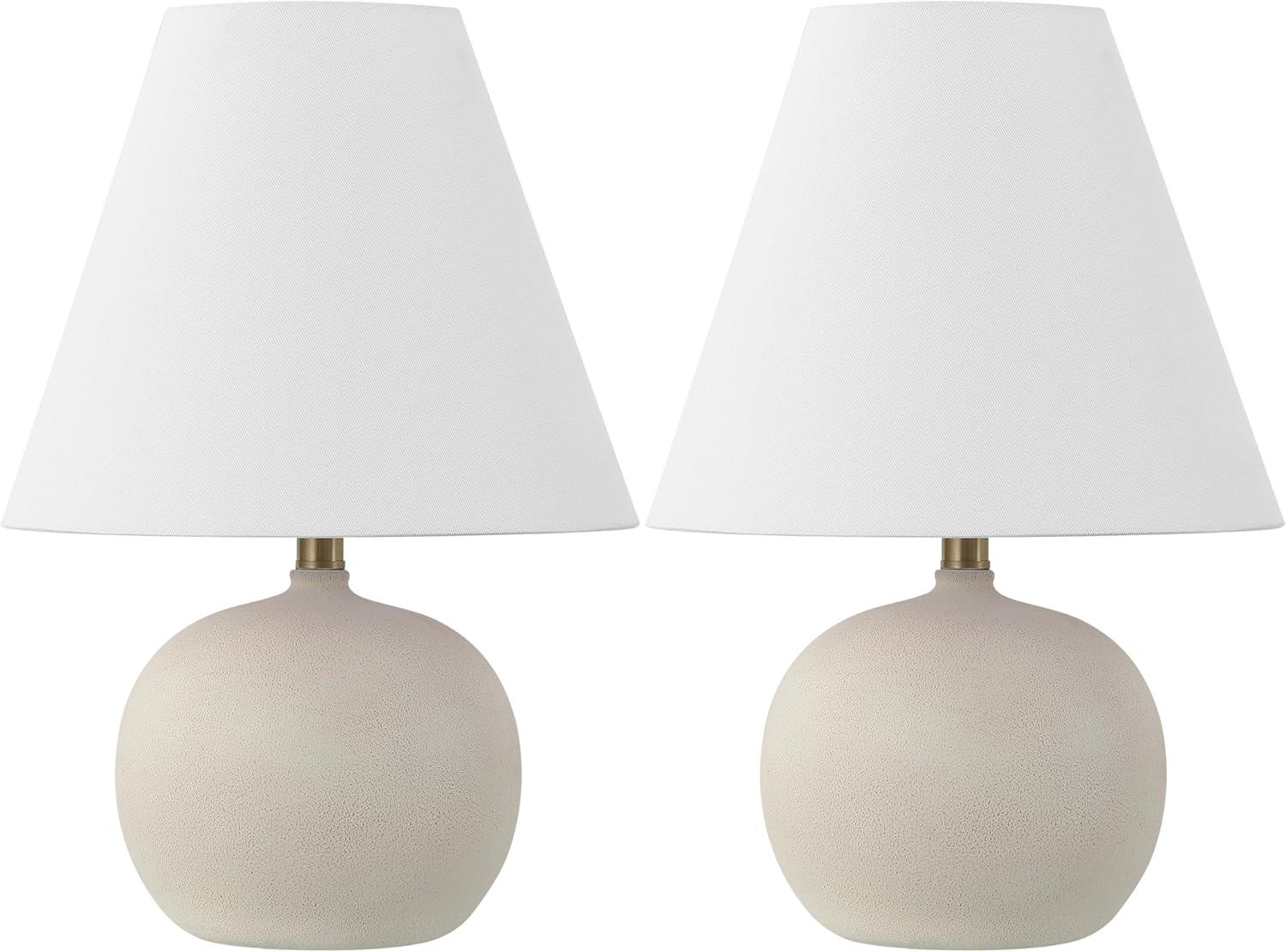 image:imageJONATHAN Y 1825 Matte Cream Modern Gourd LED Table Lamp Set of 2 for Bedroom Scandinavian Resin Nightstand Lamps for Living Room White Linen Shade JYL5602BSET2Matte Cream