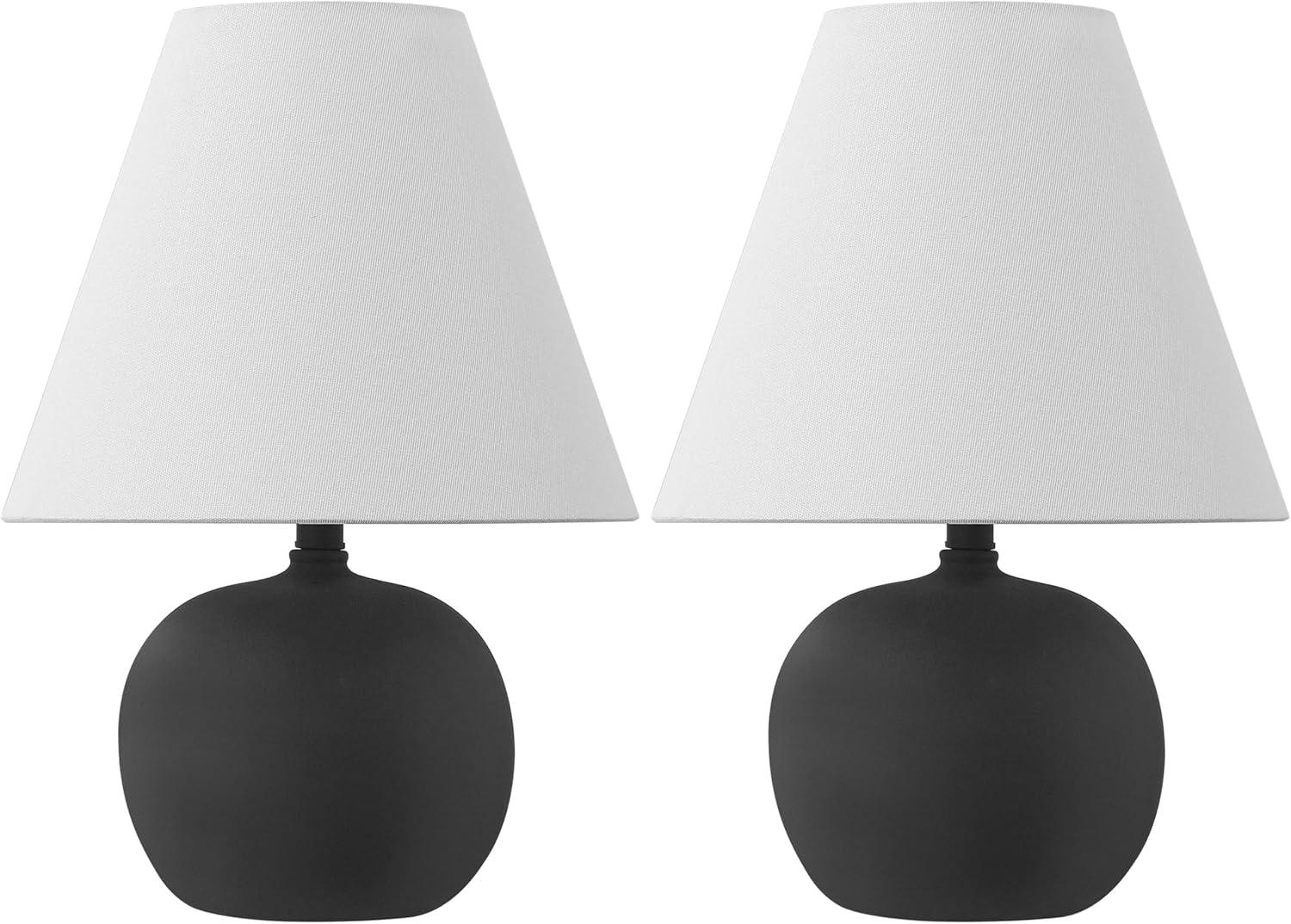 image:imageJONATHAN Y 1825 Matte Cream Modern Gourd LED Table Lamp Set of 2 for Bedroom Scandinavian Resin Nightstand Lamps for Living Room White Linen Shade JYL5602BSET2Matte Black