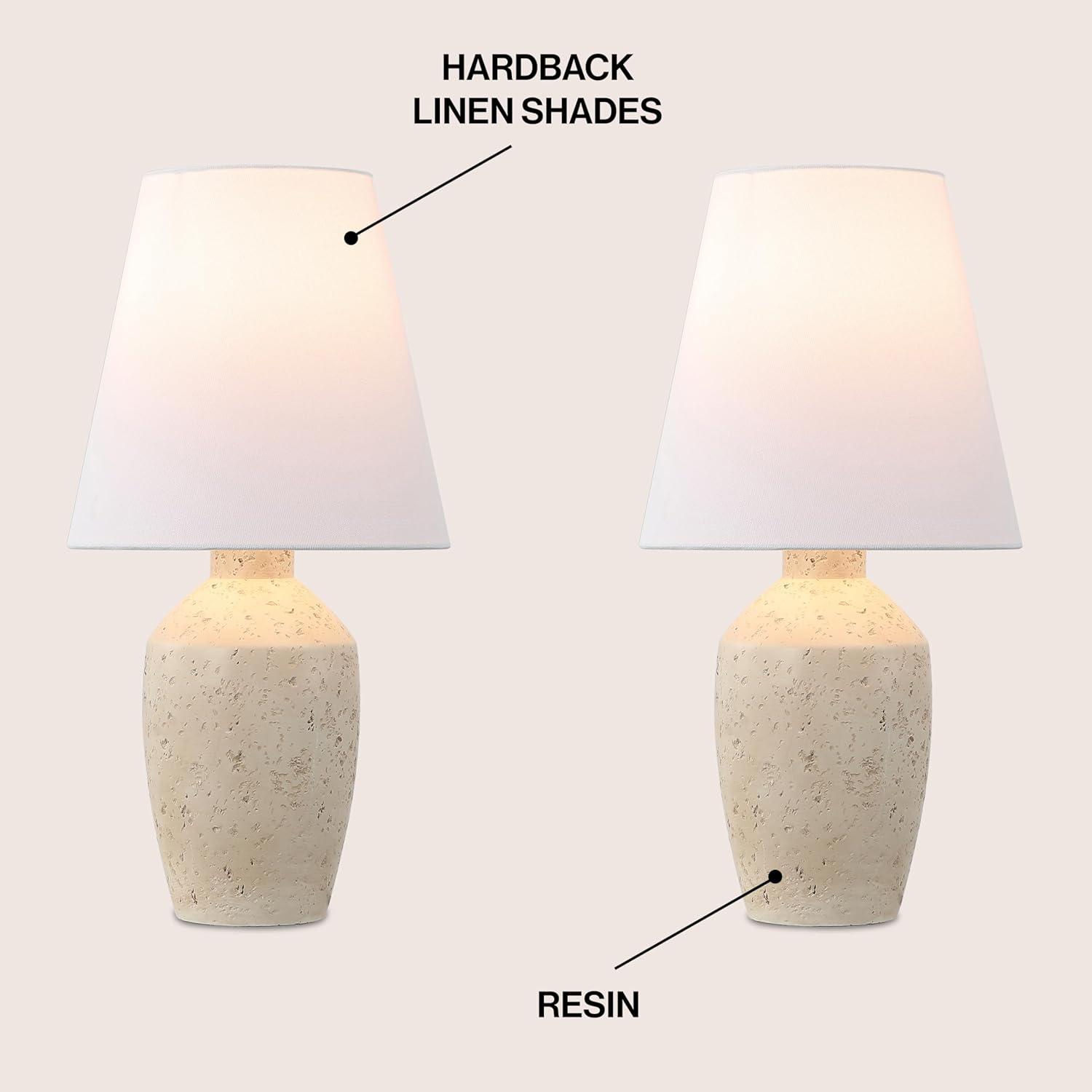 image:imageJONATHAN Y 195 Matte Cream Modern Table Lamp Set of 2 Minimalist Ginger Jar Lamps for Bedroom Living Room Office White Linen Shade LED Bulbs Included JYL5605BSET2Matte Cream