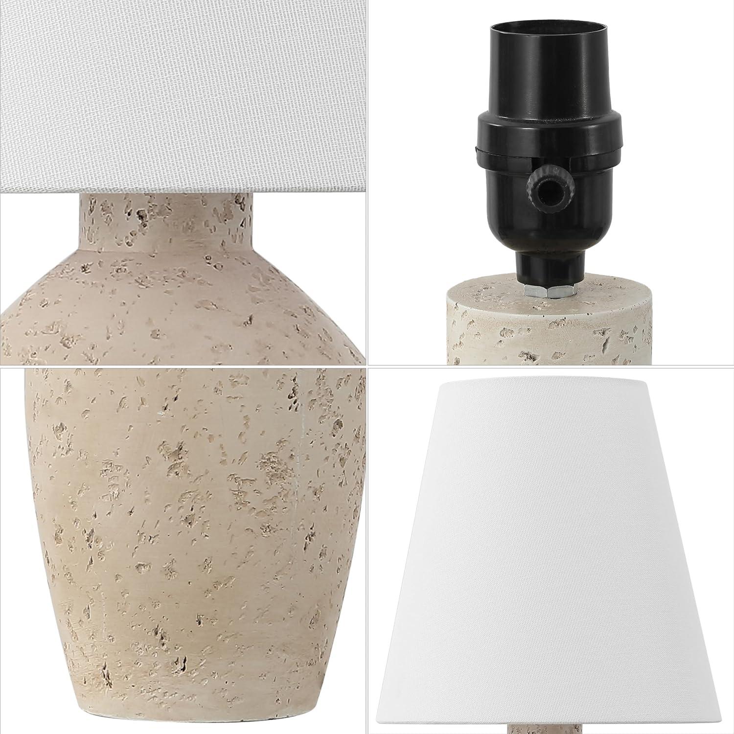 image:imageJONATHAN Y 195 Matte Cream Modern Table Lamp Set of 2 Minimalist Ginger Jar Lamps for Bedroom Living Room Office White Linen Shade LED Bulbs Included JYL5605BSET2Matte Cream