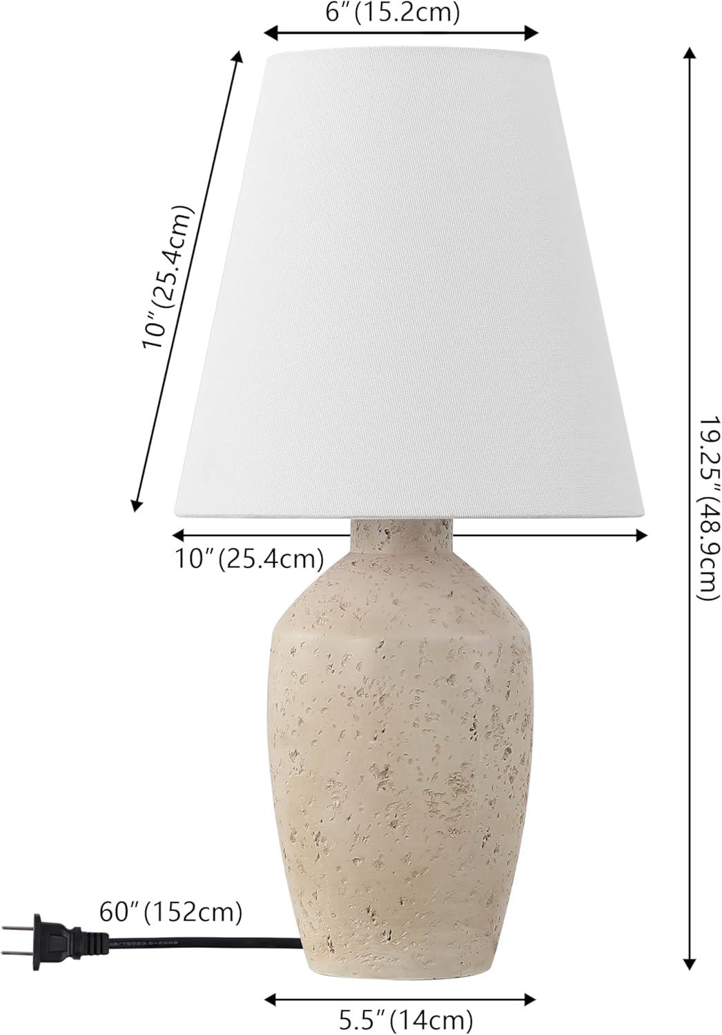 image:imageJONATHAN Y 195 Matte Cream Modern Table Lamp Set of 2 Minimalist Ginger Jar Lamps for Bedroom Living Room Office White Linen Shade LED Bulbs Included JYL5605BSET2Matte Cream
