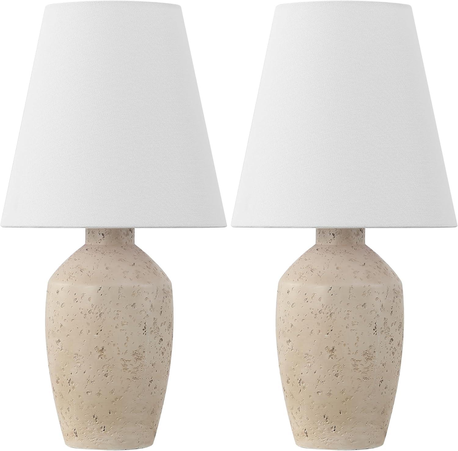 image:imageJONATHAN Y 195 Matte Cream Modern Table Lamp Set of 2 Minimalist Ginger Jar Lamps for Bedroom Living Room Office White Linen Shade LED Bulbs Included JYL5605BSET2Matte Cream