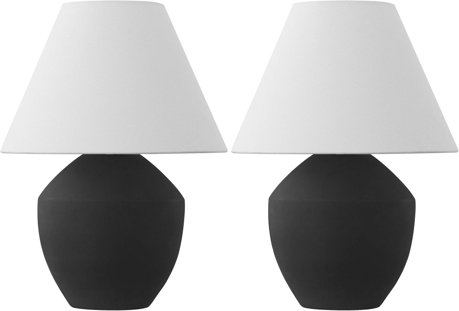 image:imageJONATHAN Y 205 Matte Cream Minimalist Table Lamp Set of 2 for Living Room Modern Scandinavian Bedside Lamps for Bedroom White Linen Shade LED Bulbs Included JYL5604BSET2Matte Black