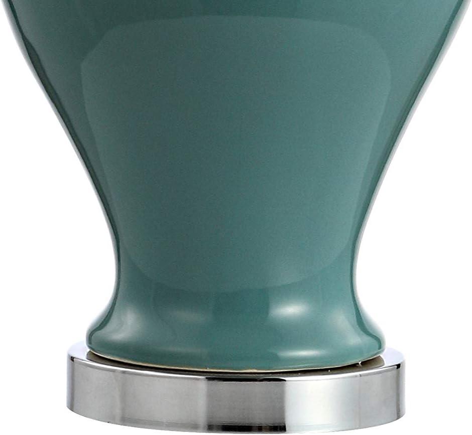 image:imageJONATHAN Y 22 White Ceramic Table Lamp Set of 2 for Bedroom Living Room White Linen Shade Traditional Ginger Jar Nightstand Lamp Classic Cottage LED Lights JYL6602CSET2Green