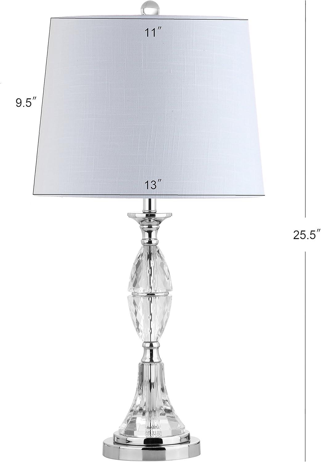 image:imageJONATHAN Y 255 ClearChrome Crystal Table Lamp Set of 2 for Bedroom Traditional French Country Lamps for Living Room White Linen Drum Shade LED Bulbs Included JYL2041ASET2