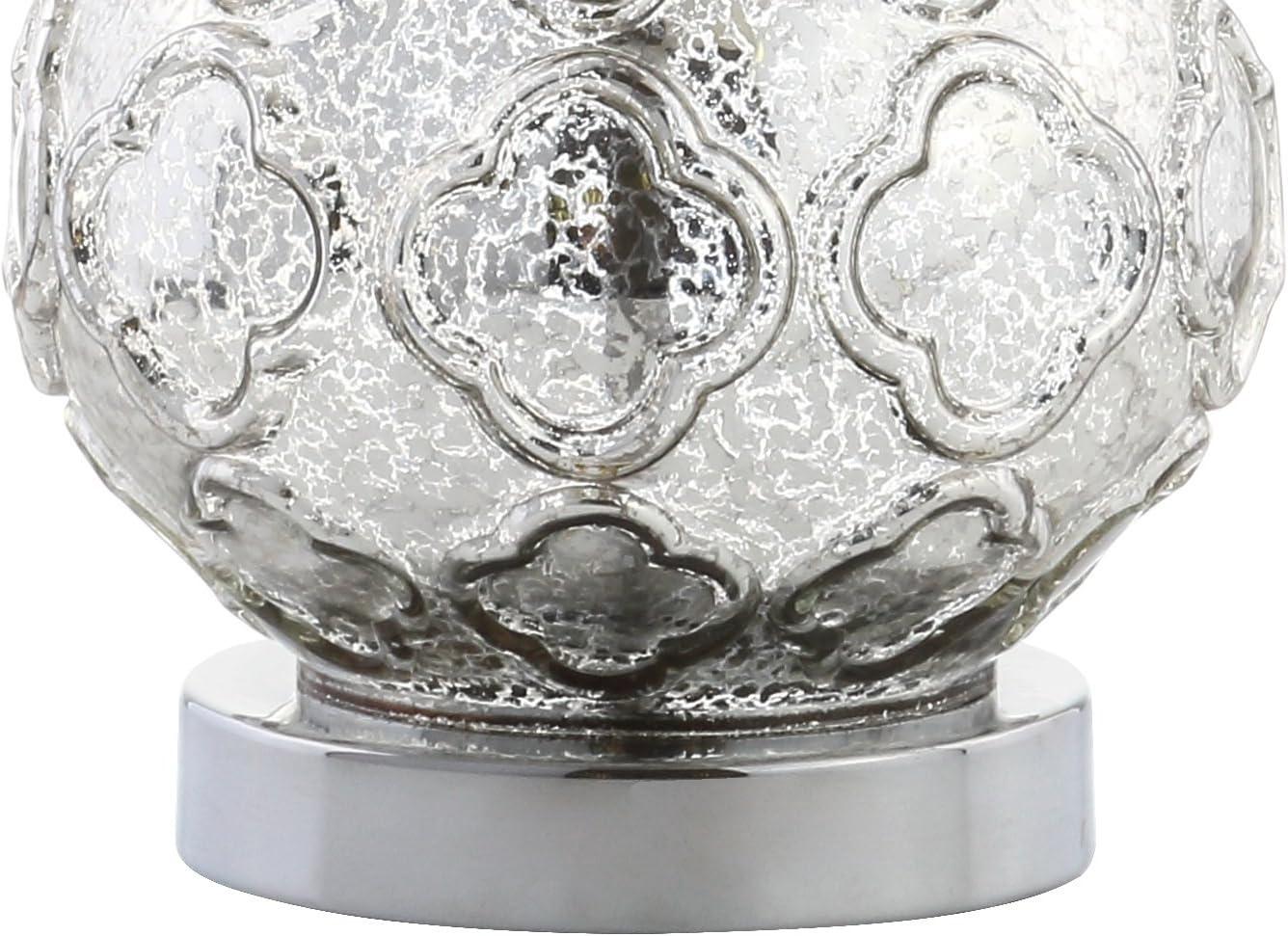 image:imageJONATHAN Y 255 Mercury Silver Glass Table Lamp Set of 2 for Bedroom Contemporary Transitional Trellis Lamps for Living Room White Linen Shade LED Bulbs Included JYL1077ASET2