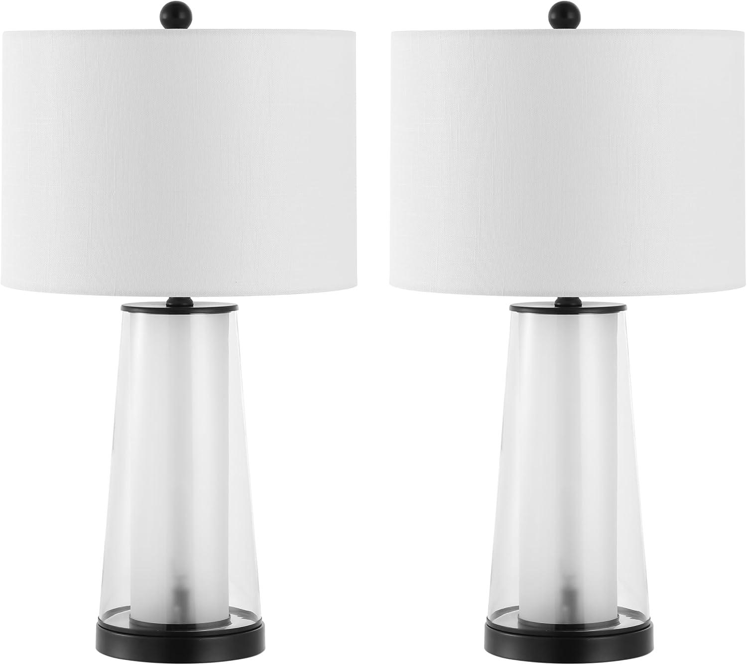 image:imageJONATHAN Y 26 ClearBrass Gold Nightlight Table Lamp Set of 2 for Bedroom Modern Glass Desk Lamps with White Fabric Shade Farmhouse Living Room Decor LED Bulbs Included JYL1137ASET2Oil Rubbed BronzeClear