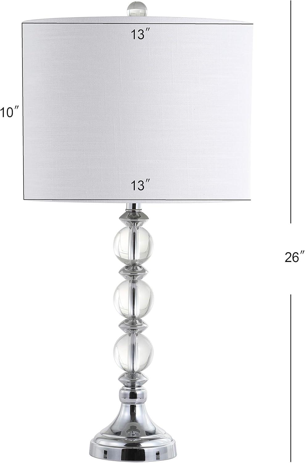 image:imageJONATHAN Y 26 ClearChrome Crystal LED Table Lamp Set of 2 Transitional Faceted Glass and Metal Nightstand Lamps with White Linen Drum Shade LED Bulbs Included JYL5041ASET2
