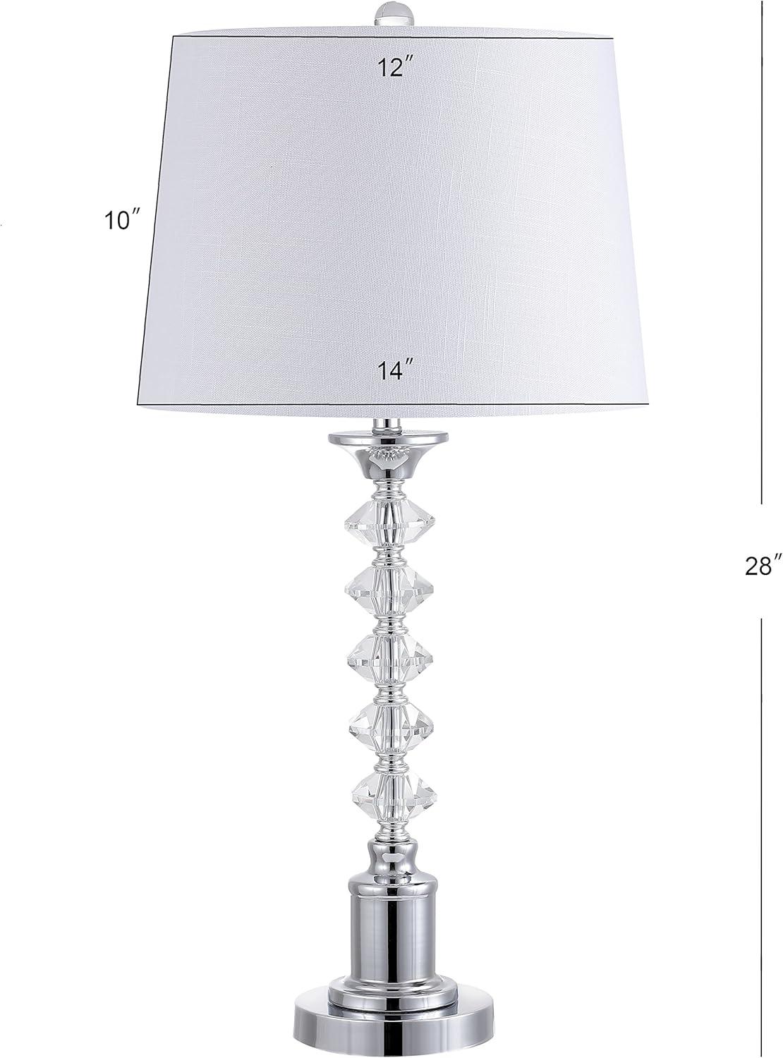 image:imageJONATHAN Y 28 Clear Crystal Table Lamp Set of 2 Modern Glam Chrome Candlestick Lamps for Living Room Bedroom White Linen Drum Shade UL Listed LED Bulbs Included JYL2052ASET2
