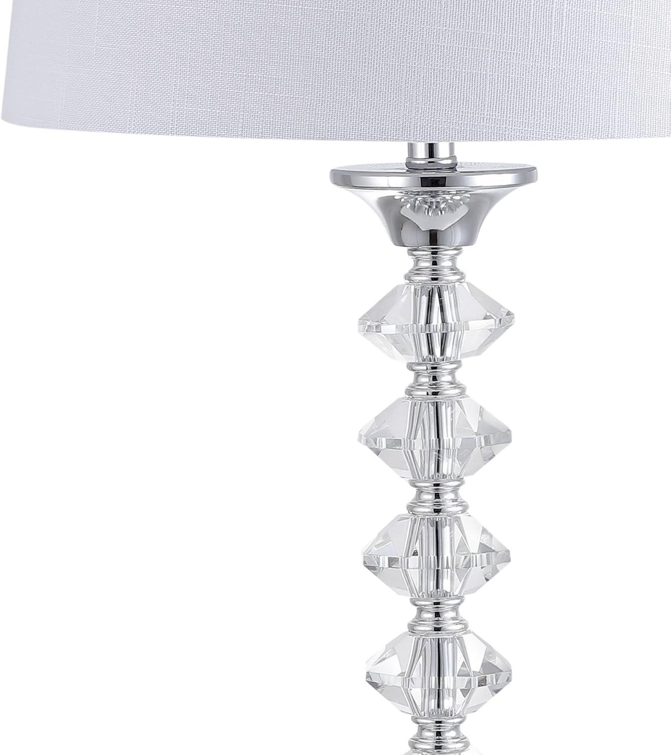 image:imageJONATHAN Y 28 Clear Crystal Table Lamp Set of 2 Modern Glam Chrome Candlestick Lamps for Living Room Bedroom White Linen Drum Shade UL Listed LED Bulbs Included JYL2052ASET2