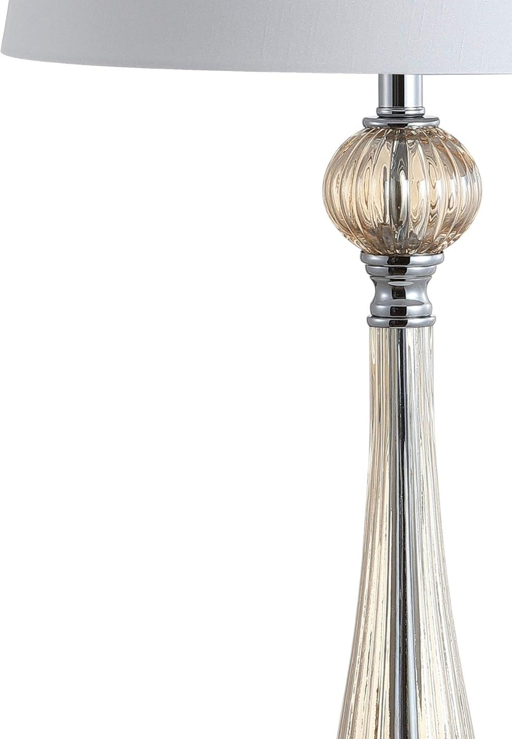 image:imageJONATHAN Y 325 Champagne Glass Table Lamp Set of 2 for Living Room Bedroom Traditional French Country Bedside Lamps with White Faux Silk Shade LED Bulbs Included JYL2067ASET2