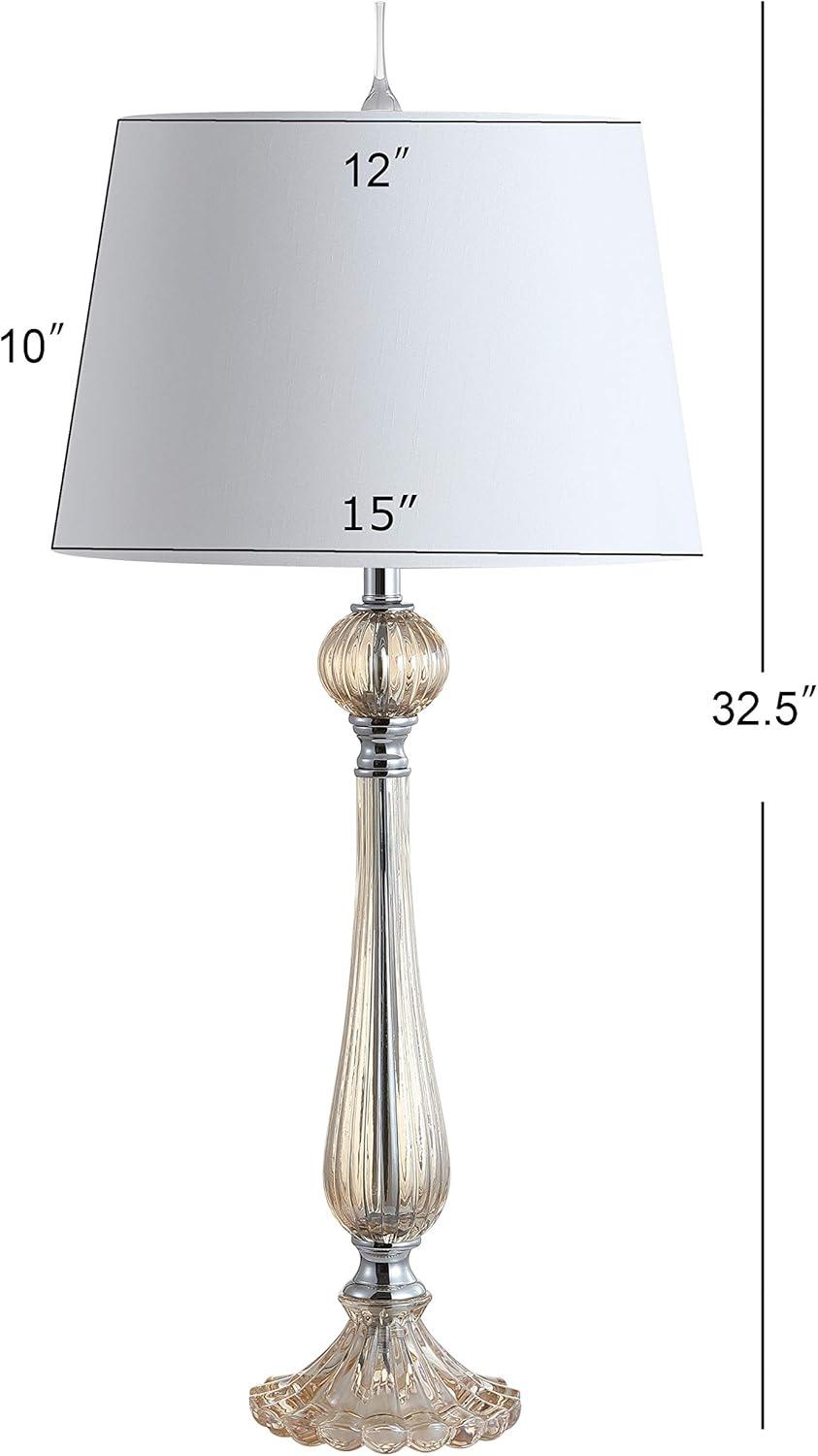 image:imageJONATHAN Y 325 Champagne Glass Table Lamp Set of 2 for Living Room Bedroom Traditional French Country Bedside Lamps with White Faux Silk Shade LED Bulbs Included JYL2067ASET2