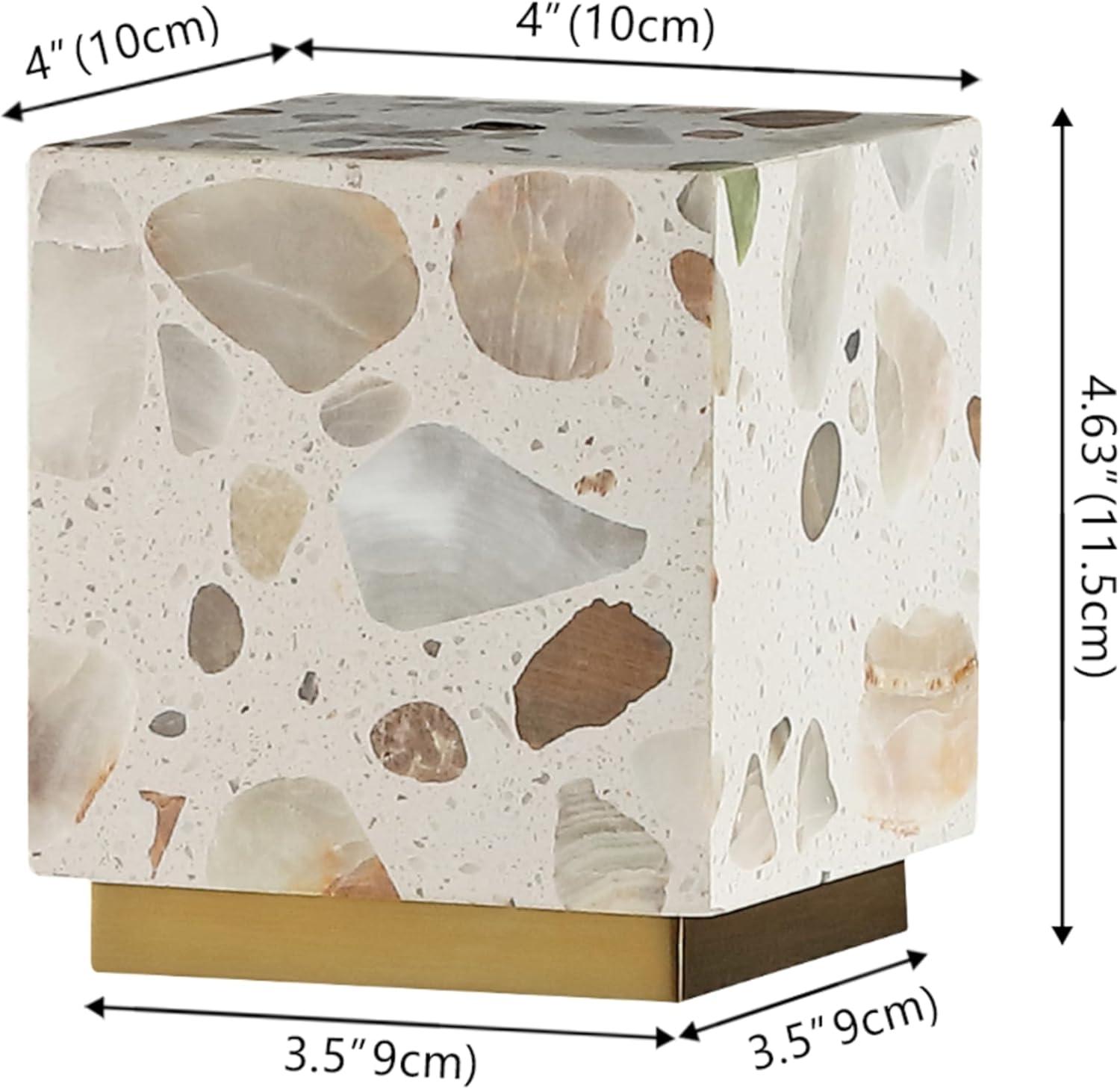 image:imageJONATHAN Y 463 IvoryBrass Gold Modern Glam Terrazzo Rechargeable Cordless Dimmable Integrated LED Mini Table Lamp Set of 2 Touch Sensor Cube Accent Lights for Bedroom JYL1200ASET2