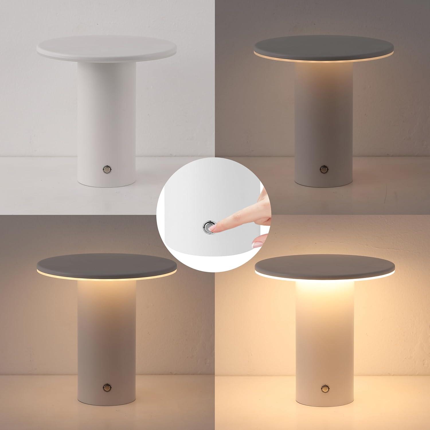 image:imageJONATHAN Y 75 Black Modern Rechargeable Cordless LED Table Lamp Set of 2 Dimmable Touch Sensor Nightstand Mini Lamp for Dining Living Room Frosted Diffuser JYL7158BSET2White