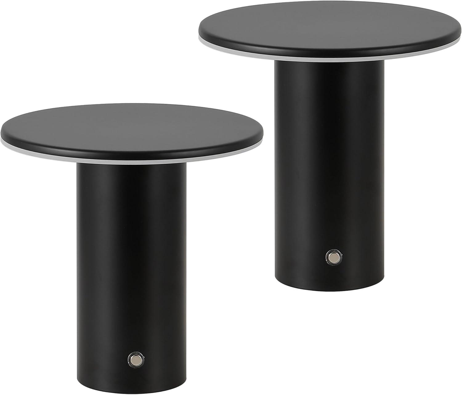 image:imageJONATHAN Y 75 Black Modern Rechargeable Cordless LED Table Lamp Set of 2 Dimmable Touch Sensor Nightstand Mini Lamp for Dining Living Room Frosted Diffuser JYL7158BSET2Black