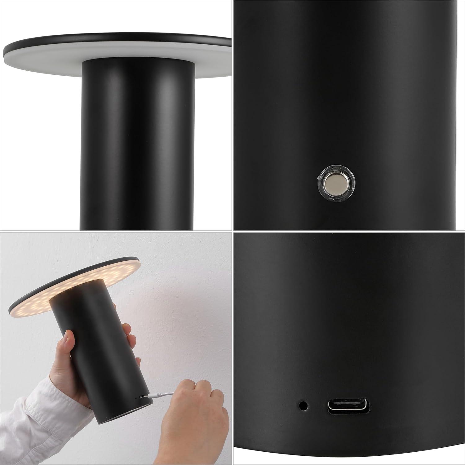 image:imageJONATHAN Y 75 Black Modern Rechargeable Cordless LED Table Lamp Set of 2 Dimmable Touch Sensor Nightstand Mini Lamp for Dining Living Room Frosted Diffuser JYL7158BSET2Black
