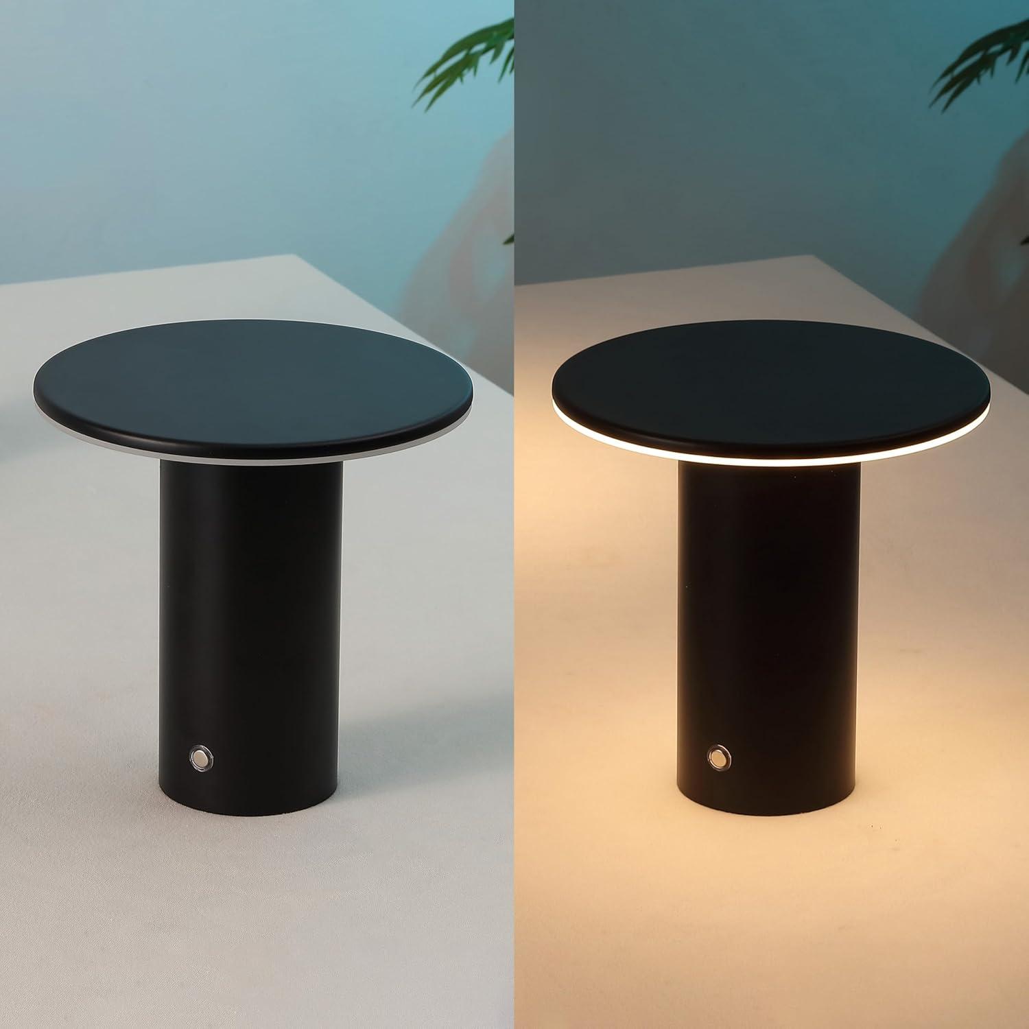 image:imageJONATHAN Y 75 Black Modern Rechargeable Cordless LED Table Lamp Set of 2 Dimmable Touch Sensor Nightstand Mini Lamp for Dining Living Room Frosted Diffuser JYL7158BSET2Black