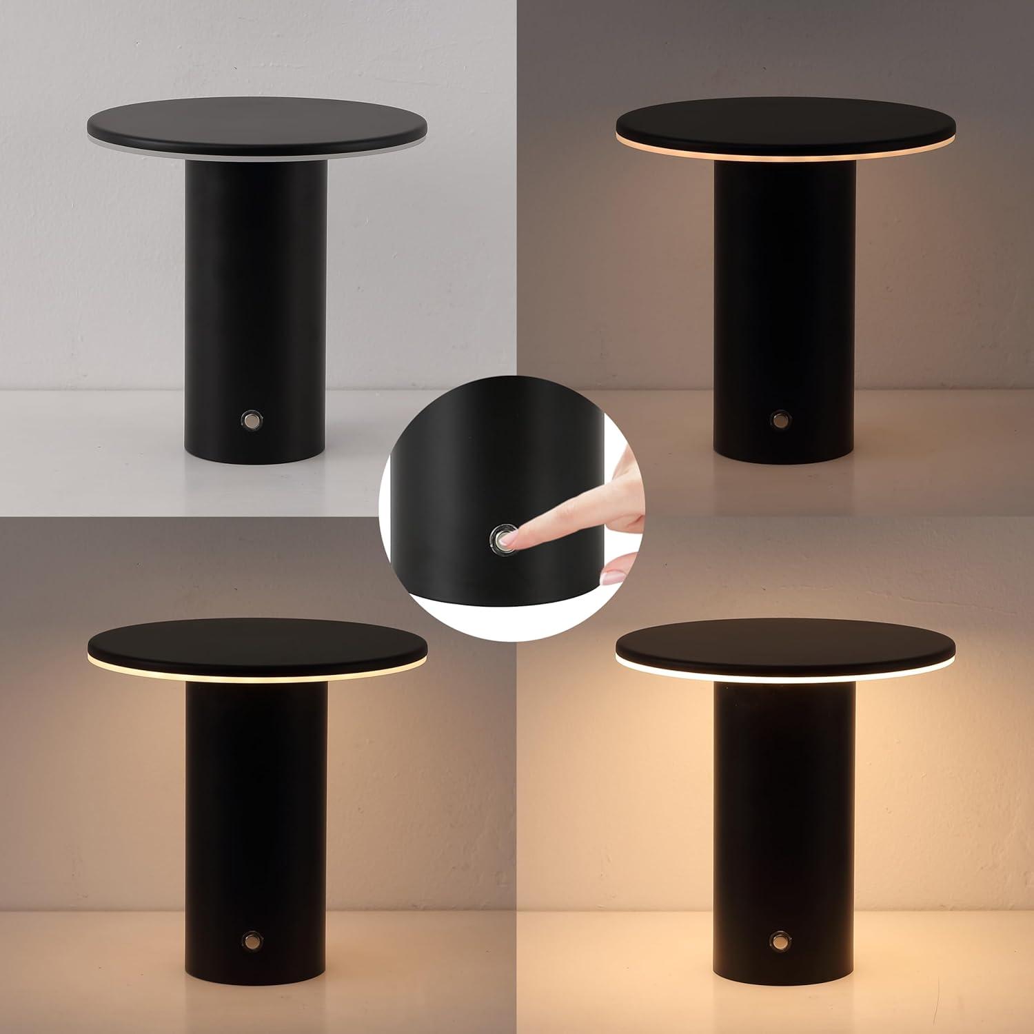 image:imageJONATHAN Y 75 Black Modern Rechargeable Cordless LED Table Lamp Set of 2 Dimmable Touch Sensor Nightstand Mini Lamp for Dining Living Room Frosted Diffuser JYL7158BSET2Black