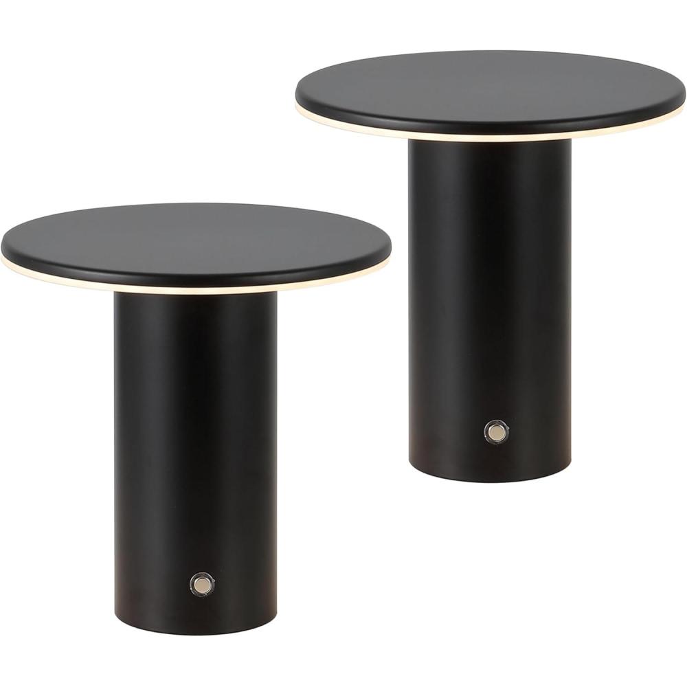 image:imageJONATHAN Y 75 Black Modern Rechargeable Cordless LED Table Lamp Set of 2 Dimmable Touch Sensor Nightstand Mini Lamp for Dining Living Room Frosted Diffuser JYL7158BSET2Black