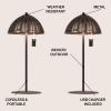 JONATHAN Y 12.75″ Dark Brown Modern Coastal Rechargeable LED Table Lamp Set of 2 for Patio Porch, Dimmable Cordless Bedside Lamp, Light Brown Faux Wicker Shade (JYL7169B-SET2)(Dark Brown)