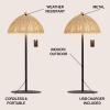 JONATHAN Y 12.75″ Dark Brown Modern Coastal Rechargeable LED Table Lamp Set of 2 for Patio Porch, Dimmable Cordless Bedside Lamp, Light Brown Faux Wicker Shade (JYL7169B-SET2)(Light Brown)