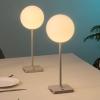 JONATHAN Y 17.5″ White Modern Rechargeable Indoor/Outdoor Table Lamp Set of 2, Cordless Minimalist Dimmable LED Lamps for Patio, Plastic Globe Shade JYL7167A-SET2(Gray)