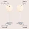 JONATHAN Y 17.5″ White Modern Rechargeable Indoor/Outdoor Table Lamp Set of 2, Cordless Minimalist Dimmable LED Lamps for Patio, Plastic Globe Shade JYL7167A-SET2(Gray)