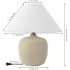 JONATHAN Y 18.25″ Matte Black Minimalist Table Lamps Set of 2 for Bedroom, White Linen Shade, Modern Scandinavian Bedside Lamps for Living Room Nightstand, LED Bulbs Included JYL5600A-SET2(Matte Cream)
