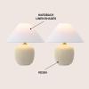 JONATHAN Y 18.25″ Matte Black Minimalist Table Lamps Set of 2 for Bedroom, White Linen Shade, Modern Scandinavian Bedside Lamps for Living Room Nightstand, LED Bulbs Included JYL5600A-SET2(Matte Cream)