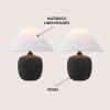 JONATHAN Y 18.25″ Matte Black Minimalist Table Lamps Set of 2 for Bedroom, White Linen Shade, Modern Scandinavian Bedside Lamps for Living Room Nightstand, LED Bulbs Included JYL5600A-SET2(Matte Black)