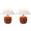 JONATHAN Y 18.25″ Matte Black Minimalist Table Lamps Set of 2 for Bedroom, White Linen Shade, Modern Scandinavian Bedside Lamps for Living Room Nightstand, LED Bulbs Included JYL5600A-SET2(Matte Wine Red)