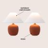 JONATHAN Y 18.25″ Matte Black Minimalist Table Lamps Set of 2 for Bedroom, White Linen Shade, Modern Scandinavian Bedside Lamps for Living Room Nightstand, LED Bulbs Included JYL5600A-SET2(Matte Wine Red)