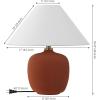 JONATHAN Y 18.25″ Matte Black Minimalist Table Lamps Set of 2 for Bedroom, White Linen Shade, Modern Scandinavian Bedside Lamps for Living Room Nightstand, LED Bulbs Included JYL5600A-SET2(Matte Wine Red)