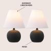 JONATHAN Y 18.25″ Matte Cream Modern Gourd LED Table Lamp Set of 2 for Bedroom, Scandinavian Resin Nightstand Lamps for Living Room, White Linen Shade (JYL5602B-SET2)(Matte Black)