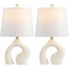 JONATHAN Y 19″ Cream Ceramic Arch LED Table Lamp Set of 2, Scandinavian Minimalist Modern Bedside Lamps for Living Room Bedroom, White Linen Shade, LED Bulbs Included JYL5504A-SET2